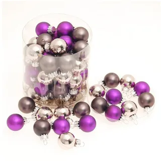 Krebs Glas Lauscha Weihnachtsbaumkugel Weihnachtskugeln Mini Violett 3cm (45 St), Glas