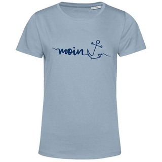 tomBrook T-Shirt Damen Kurzarm-Shirt mit Moin-Anker-Print - Basic-Shirt Baumwolle blau L