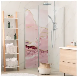 Bilderdepot24 Duschrückwand Berg rosa Duschrückwand ohne Bohren Dusche Steinoptik, (1-tlg., 0,61 mm starke Folie selbstklebend Wandpaneele Dusche versch. Größen), fugenlose & wasserfeste Motiv Rückwand Wandverkleidung für Duschkabine rosa 90 cm x 200 cm