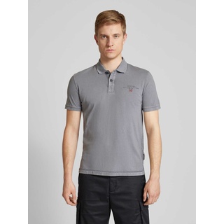 Regular Fit Poloshirt mit Label-Print Modell 'elbas', Mittelgrau, XL