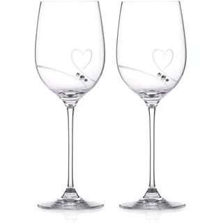 DIAMANTE Rotweinglas "Romance", handgeschliffenes Herz, Swarovski-Kristall, mit Geschenkbox