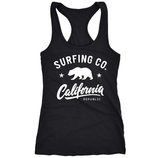 Neverless Tanktop Damen Tank-Top California Republic Bear Bär Sommer Surfing Racerback Neverless® schwarz XXL
