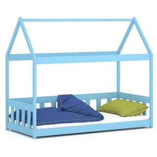 Siblo Einzelbett Einzelbett Haus Jonas für Kinder (Einzelbett Haus Jonas für Kinder) blau 80 cm x 190 cm x 174 cm