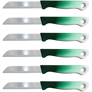 Solingen 6 Stück Bunte Set Messer Brötchenmesser Obstmesser Tomaten-Schälmesser (Grün-Weiß)