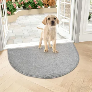 Halbrund Schmutzfangmatte Innen, Rutschfest Fußmatte Innen Außen Schmutzmatte Waschbar Sauberlaufmatte Türmatte Polyester Eingangsteppich Fussmatte eingangsmatte für Eingang Haustür (gray, 50x80)