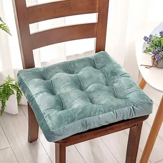 ZIBENE Sitzkissen Stuhl 50x50, Stuhlkissen 50x50 Ohne BäNder, Sitzkissen Stuhl Dicke Polsterung, Doppelseitig Samt Sitzpolster Stuhl 8 cm Hoch Flauschig Weich Sitzauflagen für KüChen Garten Blau