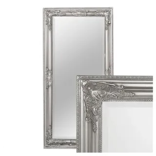 LebensWohnArt Wandspiegel Eleganter Barock Spiegel BESSA 100x50cm silber-antik Holzrahmen
