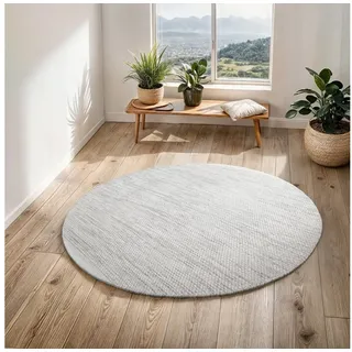 Myflair Möbel & Accessoires Wollteppich WOOLY DREAM, rund, Höhe: 10 mm, handgewebter Wendeteppich, meliert, reine Wolle, Wohnzimmer beige|grau Ø 200 cm x 10 mm