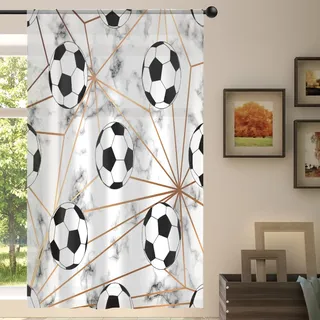 Fußball Sheer Vorhang Fußball Sport Marmor Sheer Fenster Voile Vorhänge für Wohnzimmer Schlafzimmer Zimmer Küche Esszimmer Dekor 139 x 198 cm