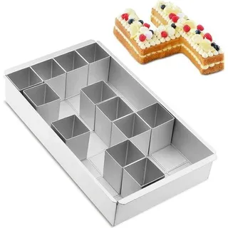 Famanu Backform aus Aluminium mit verstellbaren Buchstaben und Zahlen - Antihaftbeschichtung