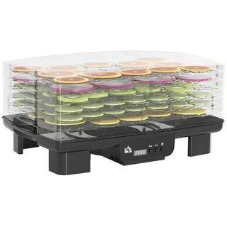 Homcom Dörrautomat Dörrgerät, 550 W, 40-70°C Temperaturregler, 48 Std. Timer, 6 höhenverstellbaren Einlegefächer, Dehydrator für Lebensmittel, Obst,