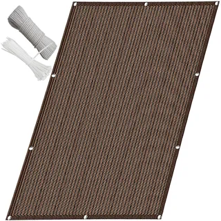QINLIQIN Sonnenschutz Balkon 190 x 300 cm Balkonschutz Balkonabdeckung Blickdichte Windschutz Reißfest mit Ösen, Nylon Kabelbinder Und Kordel für Terrassen Swimming Pool, Braun