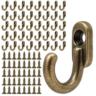 TESSTSY 40 Stück Mini Haken zum Schrauben Bronze 17x11 mm | Wandhaken Vintage Schlüssel Haken, Kleine Garderobenhaken zum Schrauben, Kleine Haken, für Tür, Küche, Flur, Büro