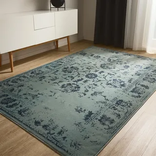 benuta Basic Teppich Suki - Türkis 300x400 cm - Kunstfaser - Rechteckig & im Style: Vintage, Orient Style - Pflegeleicht für Wohnzimmer Schlafzimmer