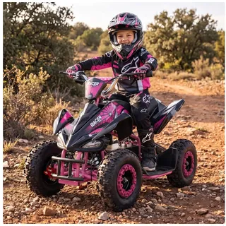 Actionbikes Motors Elektro-Kinderquad Kinder Elektroquad Racer 1000 W 36 V Mini Quad, bis 50 kg, Scheibenbremsen, Safety Touch System Fußschalter rosa|schwarz