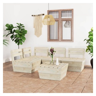 vidaXL Gartenlounge-Set 5-tlg. Garten-Paletten-Lounge-Set Imprägniertes Fichtenholz, (1-tlg) beige