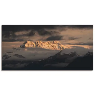 Leinwandbild ARTLAND "Dents du Midi, Schweizer Berge", grau (farbe bild(er): grau), B:150cm H:75cm, Bilder, Leinwandbild, auf Holzrahmen gespannt