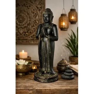 FaHome Skulptur Buddha Figur stehend betend – Garten Terrasse Eingangsbereich Deko