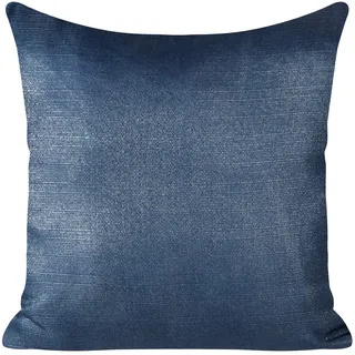 Eurofirany Kissenbezüge Kissenhüllen Schimmernde Leuchtende Couchkissenbezüge Sofakissenbezüge Dekorationskissen Doppelpack 2er Set Kopfkissenbezüge Dekokissen, Marineblau + Silber, 45x45cm