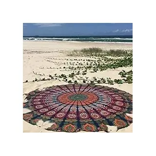Indian Mandala Teppich, Round Strandhandtuch, Boho Picknick-Decke, Roundie Yoga-Matte, Hippie Wurf, Bohemian Tischdecke