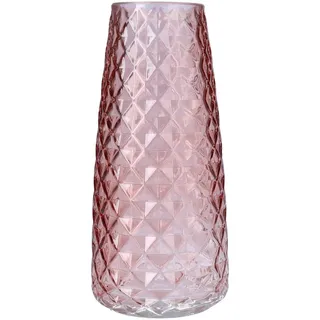 INNA-GLAS Blumenvase AMALFRIED mit Rautenmuster, Altrosa, 21cm, Ø10cm - Glasvase