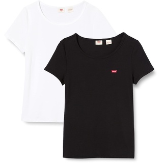 Levi's Damen 2-Pack Tee T-Shirt, White +/Mineral Black, M