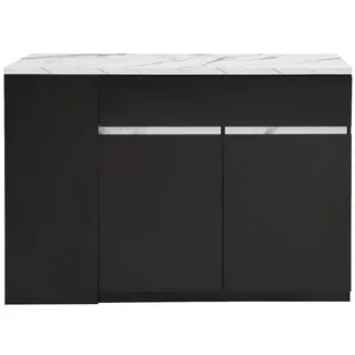 vente-unique Kücheninsel Meili 130 x 90 x 65 cm Schwarz/Weiß