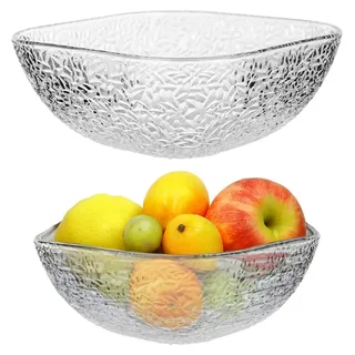 KADAX Glasschüssel 20cm, eckige Obstschale aus Glas, Salatschüssel in 3 verschiedenen Größen, Spülmaschinenfeste Glasschale, Snackschale für ... - Transparent