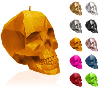Candellana Kerze Kleiner Schädel Low Poly | Höhe: 7,5 cm | Orange | Totenkopf | Handgemacht in der EU, 7,5 x 10 x 6,5 cm, 5903104883409