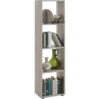 FMD furniture Bücherregal Raumteiler Ordnerregal mit 4 Fächern stehend oder liegend in Sandeiche für Wohnzimmer, Büro, Kinderzimmer