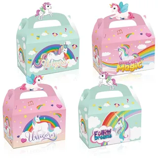 12 Pack Einhorn Geschenkboxen Party Gunst Regenbogen Party Treat Thema Süßigkeiten Goodies Boxen für Geburtstag Shower
