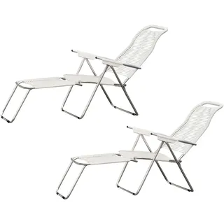 Fiam - Liegestuhl Spaghetti, Gestell Aluminium / Bespannung weiß (2er-Set)