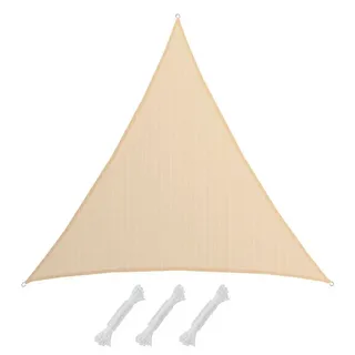 AMANKA UV Sonnensegel 7x7x7 HDPE Dreieck Sonnenschutz Überdachung Balkon Garten Beige