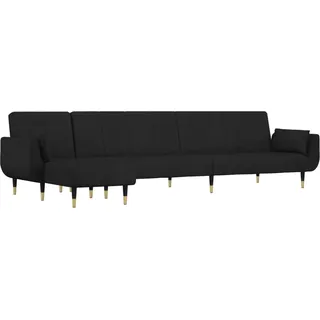 vidaXL Schlafsofa in L Form, Ecksofa mit Schlaffunktion, Bettcouch für Wohnzimmer, Couch Sofa Eckcouch Schlafcouch Samtsofa, Schwarz Samt