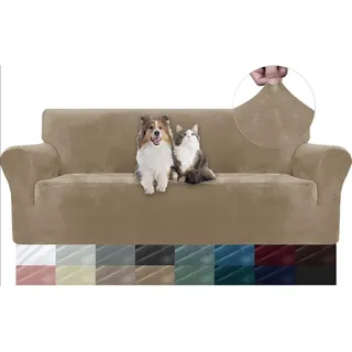 【3 € Rabatt ab 10 €】YSTYLE Stretch-Sofahusse, Couchbezüge für Sofa, Möbelschutz für Sofa mit elastischem Gummizug unten, 3-Sitzer, YHR, Kamel