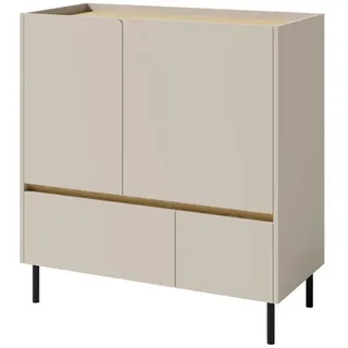 beautysofa Kommode LICO 95 x 105 x 40 cm Sandbeige