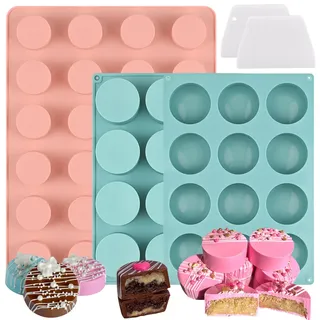 Actvty Cake Puck Formen-Set, Schokoladenüberzogene Kuchen-Silikonformen, 24 Mulden, runde Cakepop-Formen mit 2 Spateln für selbstgemachte Kuchenkerne, Cakepucks, Schokoladen-Desserts