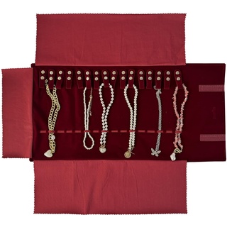 UnionPlus Schmuckschatulle für die Reise, Rolltasche, Ordner für Halskette Armband Ohrringe Ring Large Burgundy (Necklaces Only)