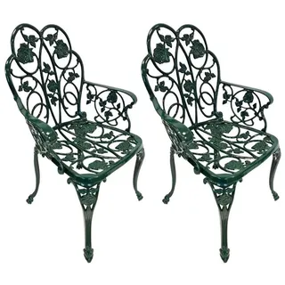 abc HOME | Gartenmöbel | Gartenstühle | 2er Set | Aluminiumguss | Jugendstil - Grün