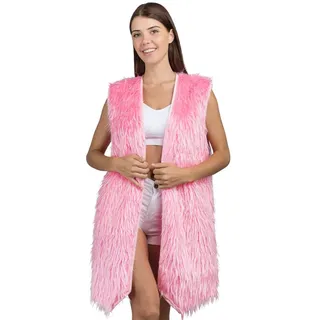 Chaks - Lange Kunstfell Weste Damen, Ärmellose Fellweste | Flauschiges Outfit Accessoire für Festival, Karneval, Club und Mottoparty, Lange Weste mit Offenem Schnitt