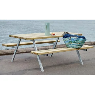 Alpha Picknicktisch aus Kiefer-, Fichten oder Thermoholz - Set aus Gartentisch und 2 Gartenbänken für 4 - 6 Personen in 2 Größen und 5 Varianten
