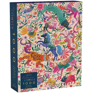 Elena Essex Puzzle - Zodiac Animals/Puzzle für Erwachsene /1000 Puzzle/Puzzle Schwarz Erwachsene Anspruchsvoll/Drache Tier Tiger Pferd Katze/Puzzlegröße 70 x 50 cm