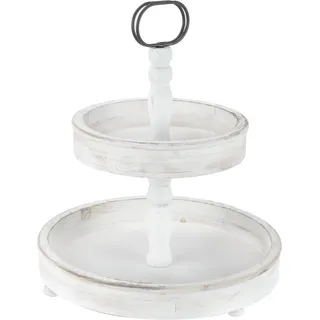 Etagere 2 Stöckig Servierplatte Weiß Servierständer Standetagere Etagenständer Obstschale Gebäckschale Vintage Kuchenstand