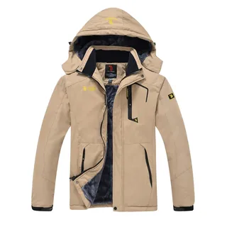 YSENTO Herren Winter Fleecejacke Warm Softshelljacke Wasserdicht Outdoor Skijacke verdickt Snowboardjacke(Khaki,S) - S