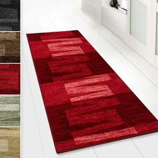 casa pura Teppich Läufer für Küche Via Veneto Flur & Wohnraum - Teppichläufer auf Maß - Meterware - Flurteppich - Küchenläufer - Brücke - Wohnzimmer Teppich 80x200 cm | 1,60m2 - Rot