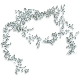 Loberon Girlande Kimi, Silber/weiß | edle Perlen-Optik, stilvoll & filigran, nostalgische Eleganz, Weihnachten, Dekoration, Stahl, Acryl, Kunststoff