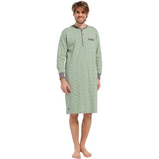 Pastunette Nachthemd Herren Schlafshirt mit Knopfleiste (1-tlg) Baumwolle grün