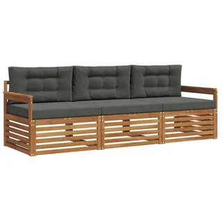 vidaXL Outdoor-Sofagarnitur 3-tlg. Natur/Anthrazit