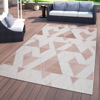 TT Home In- & Outdoor-Teppich, Für Balkon Und Terrasse, Mit Rauten-Design, In Rosa, Größe:80x150 cm