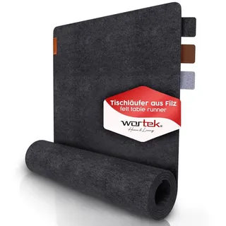 wortek Tischläufer Filz Tischläufer 150 x 40 cm – Filz Tischdecke, waschbare Filzläufer, Skandinavische Tischdeko, Tisch Filzläufer grau|schwarz